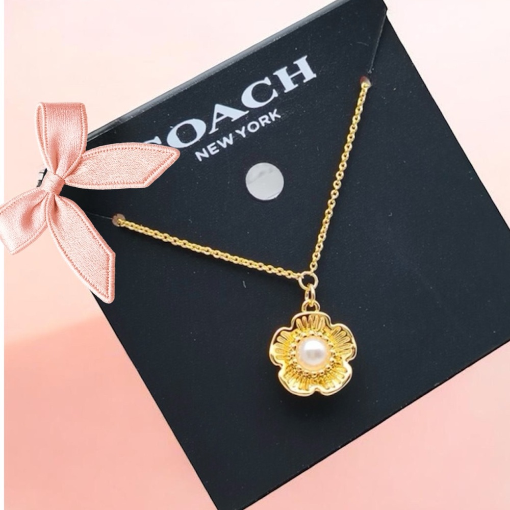 Coach Tea Rose Charm Necklace